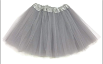 חצאית טוטו 40 ס"מ 3 שכבות אפור עם כארד וקולב  / 6 יחידות במארז