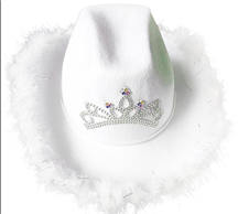 כובע קאובוי כתר לבן / 6 יחידות המארז