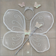 כנפיים פרפר פאייטים סגול כולל קשת ושרביט בשקית עם כארד/ 6 יחידות במארז