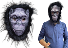 מסכה גורילה עם שיער איכותי על כארד/ 6 יחידות במארז