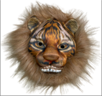 מסכה נמר עם שיער איכותי על כארד/ 6 יחידות במארז