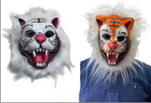 מסכה נמר עם שיער על כארד/ 6 יחידות במארז