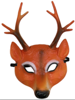 מסכה במבי פלסטיק על כארד/ 6 יחידות במארז