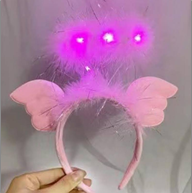 קשת אורות הילה למלאך עם כנפיים ורוד על כארד/ 6 יחידות במארז