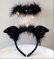 קשת אורות הילה למלאך עם כנפיים שחור על כארד/ 6 יחידות במארז