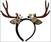 קשת במבי מפוארת עם אוזניים ופרחים על כארד/ 6 יחידות במארז