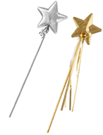 שרביט כוכב מבריק עם סרט זהב כסף על כארד/ 6 יחידות במארז