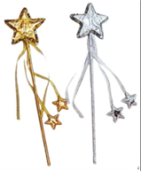 שרביט כוכב מבריק עם סרט כוכבים זהב כסף על כארד/ 6 יחידות במארז