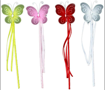 שרביט פרפר עם סרט מיקס צבעים על כארד/ 6 יחידות במארז