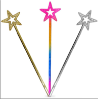 שרביט כוכב מיקס צבעים על כארד/ 6 יחידות במארז