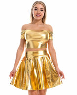 חצאית מטאלית זהב פרימיום בשקית PVC עם כארד/ 6 יחידות במארז