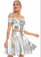 חצאית מטאלית כסף פרימיום בשקית PVC עם כארד/ 6 יחידות במארז