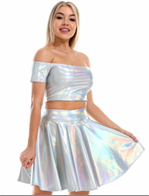 חצאית מטאלית דיסקו פרימיום בשקית PVC עם כארד/ 6 יחידות במארז