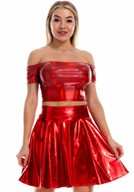 חצאית מטאלית אדום פרימיום בשקית PVC עם כארד/ 6 יחידות במארז