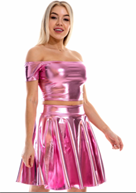 חצאית מטאלית ורוד פרימיום בשקית PVC עם כארד/ 6 יחידות במארז