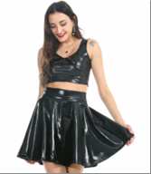 חצאית מטאלית שחור פרימיום בשקית PVC עם כארד/ 6 יחידות במארז