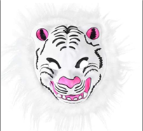 מסכה זאב לבן עם שיער על כארד/ 6 יחידות במארז