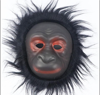 מסכה גורילה עם שיער על כארד/ 6 יחידות במארז