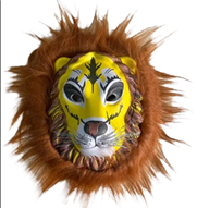 מסכה אריה עם שיער על כארד/ 6 יחידות במארז
