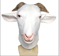 מסכה לאטקס כבשה עם כארד /3 יחידות במארז