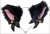 קשת אוזני חתול יפני שחור על כארד/ 6 יחידות במארז