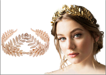 קשת עלים כתר מתכת מפוארת על כארד/ 6 יחידות במארז