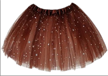 חצאית טוטו 40 ס"מ 3 שכבות חום כוכבים עם כארד וקולב  / 6 יחידות במארז