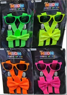 סט שלייקס זוהר כולל משקפיים ופפיון על כארד מיקס צבעים/ 6 יחידות במארז