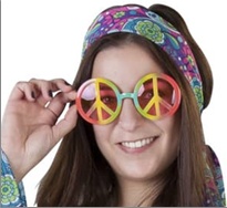 משקפים היפי צבעוני על כארד/ 12 יחידות במארז