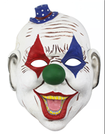 מסכה ליצן מפחיד כובעון צבעוני מחומר PU איכותי על כארד / 3 יחידות במארז