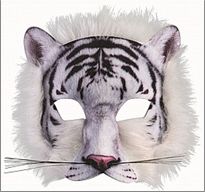 מסכה נמר לבן עם פרווה מחומר EVA על כארד/ 6 יחידות במארז