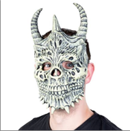 מסכה שלד עם קרניים מחומר PU איכותי על כארד / 3 יחידות במארז