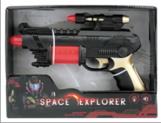 אקדח חלל כוונת אדום שחור כולל אורות ומוזיקה בקופסת דיספליי פתוחה