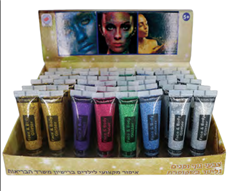 צבע גוף ופנים גליטר בשפורפרת מיקס 6 צבעים/ 48 יחידות במארז