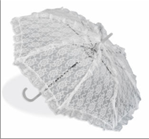 מטריה מפוארת תחרה לבנה גדולה  / 6 יחידות במארז