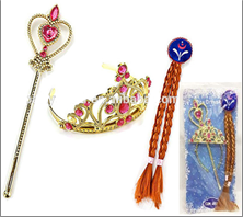 סט נסיכת הקרח ג'ינג'ית 3 חלקים צמה קשת ושרביט על כארד  / 6 יחידות במארז