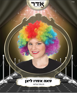פאה אפרו צבעוני ליצן 120 גרם בשקית PVC עם קולב  / 6 יחידות במארז
