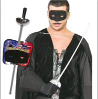 חרב זורו לוחם ספרדי ומסכה בכארד 65 ס"מ / 6 יחידות במארז