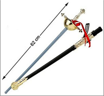 חרב מוסקיטר מפוארת בשקית PVC עם כארד 73 ס"מ / 6 יחידות במארז