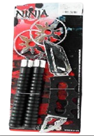 סט נינג'ה בכארד נונצ'קו, דיסקיות ואגרופן 35 ס"מ / 6 יחידות במארז