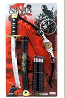 סט נינג'ה גדול בכארד נונצ'קו, דיסקיות חץ וקשת וחרב 50 ס"מ / 3 יחידות במארז