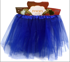 חצאית טוטו 3 שכבות 40 ס"מ כחול עם כארד וקולב  / 6 יחידות במארז