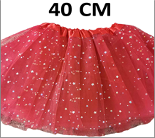 חצאית טוטו 3 שכבות 40 ס"מ אדום כוכבים עם כארד וקולב  / 6 יחידות במארז