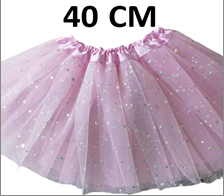 חצאית טוטו 3 שכבות 40 ס"מ ורוד כוכבים עם כארד וקולב  / 6 יחידות במארז