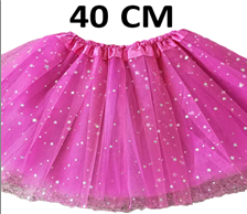 חצאית טוטו 3 שכבות 40 ס"מ ורוד פוקסיה כוכבים עם כארד וקולב  / 6 יחידות במארז
