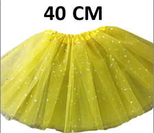 חצאית טוטו 3 שכבות 40 ס"מ צהוב כוכבים עם כארד וקולב  / 6 יחידות במארז