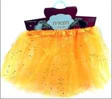 חצאית טוטו 3 שכבות 40 ס"מ כתום כוכבים עם כארד וקולב  / 6 יחידות במארז