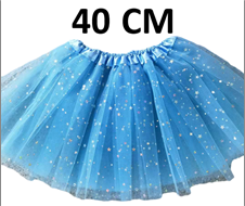 חצאית טוטו 3 שכבות 40 ס"מ תכלת כוכבים עם כארד וקולב  / 6 יחידות במארז