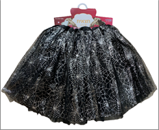 חצאית טוטו 40 ס"מ עכביש שחור כסף  עם כארד וקולב  / 6 יחידות במארז