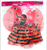 סט כנפי חיפושית כולל חצאית 30 ס"מ קשת ושרביט על כארד/ ארוז בשקית PVC עם כארד  / 3 יחידות במארז